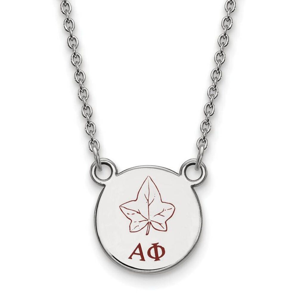 Sterling Silver Alpha Phi Small Enamel Necklace